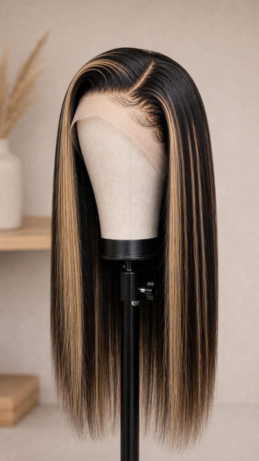 BONANZA Straight Piano Highlight 13x4 Lace Front Wig mannequin view