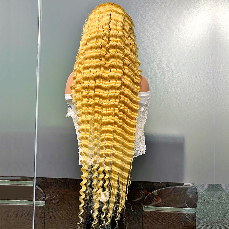 613# Color Blonde deep Lace Frontal wigs head cover