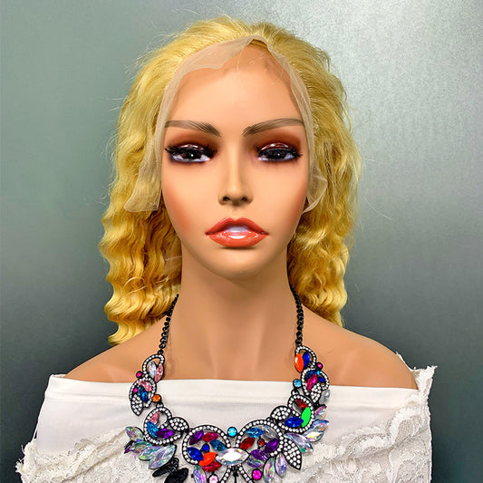 613# Color Blonde deep Lace Frontal wigs head cover