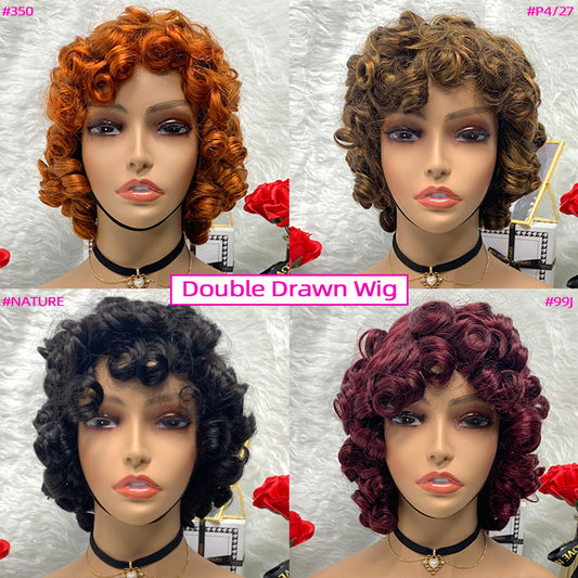 P4/27 No Lace Machine Made Rose Curly Super Double Drawn Wigs
