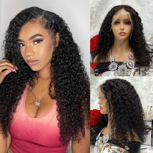13*4 Jerry cruly Lace Frontal Wigs 100% Virgin Human Hair