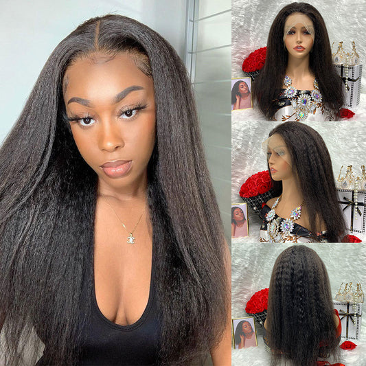 13*4 kinky straight Lace Frontal Wigs 100% Virgin Human Hair