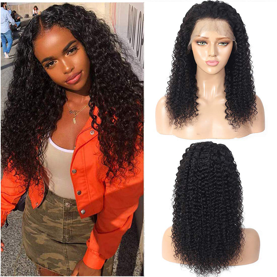 13*4 NATURE Jerry cruly Lace Front Wigs 100% Virgin Human Hair