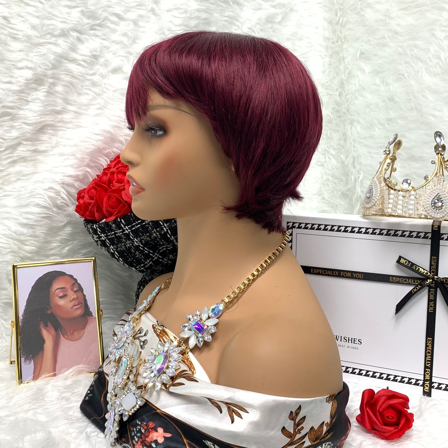 human hair full head set gradual change full mechanism human hair wig head cover