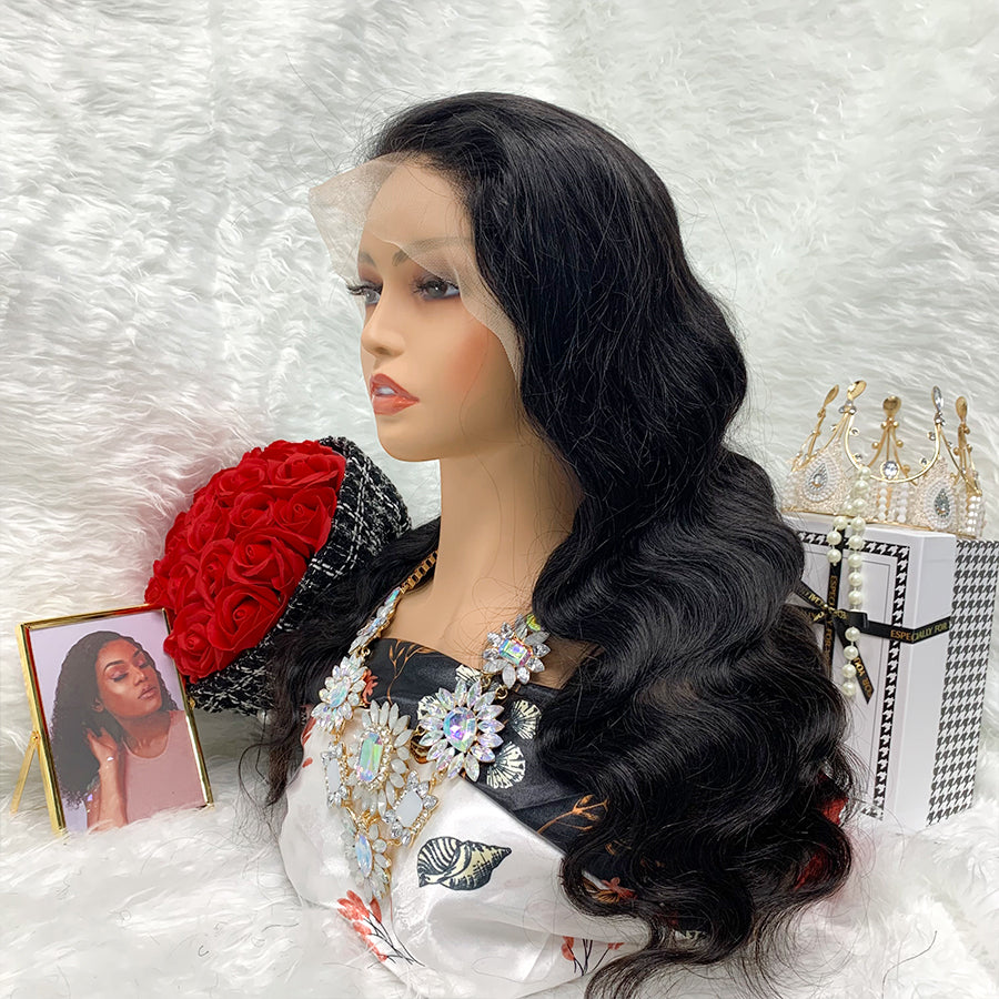 Kinky Jerry Curl Full Lace Wig Water Body Wave Front Wig 13x6 With Transparent Lace