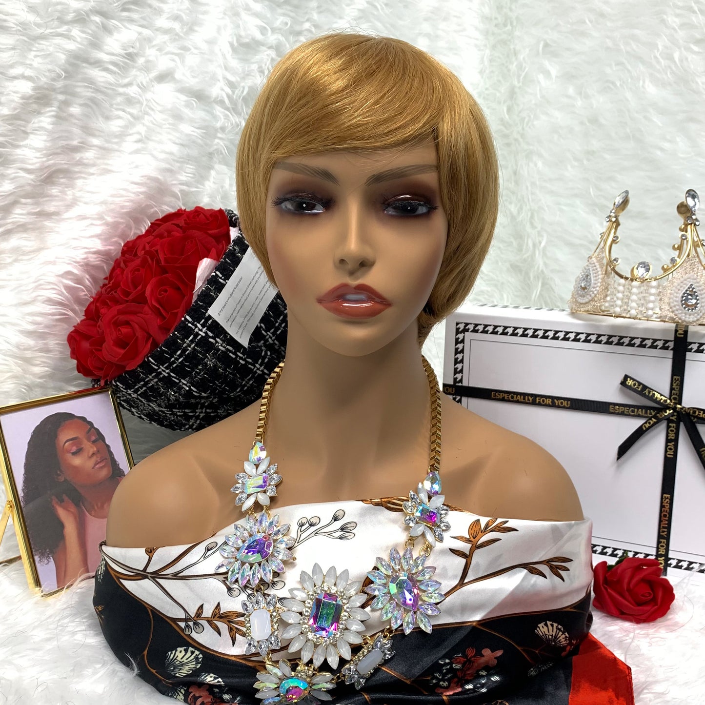 human hair full head set gradual change full mechanism human hair wig head cover