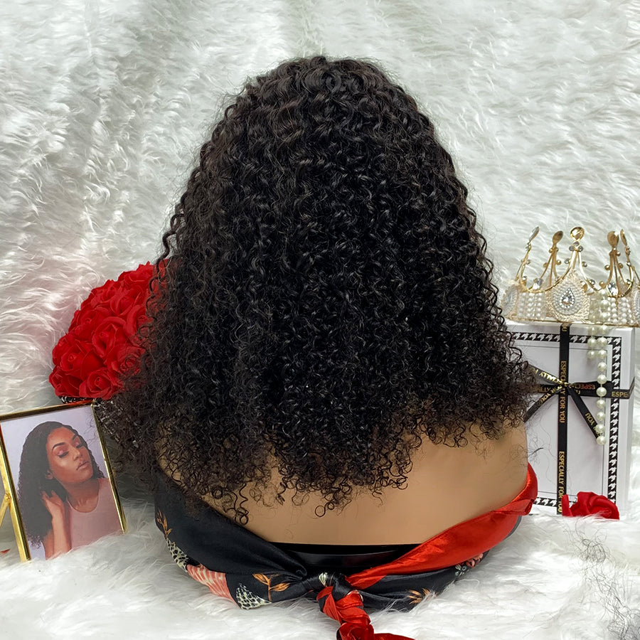 Kinky Jerry Curl Full Lace Wig Water Body Wave Front Wig 13x6 With Transparent Lace