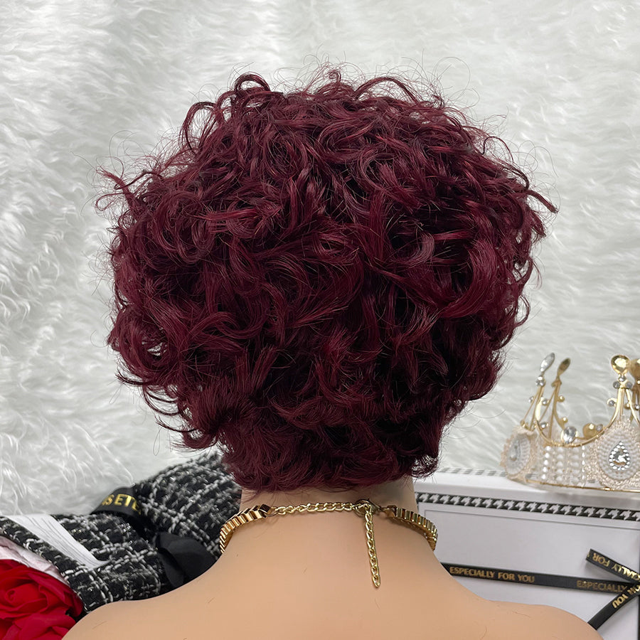 red No Lace Natural Wigs Machine Made Wig 100% Virgin Hairs And Wigs