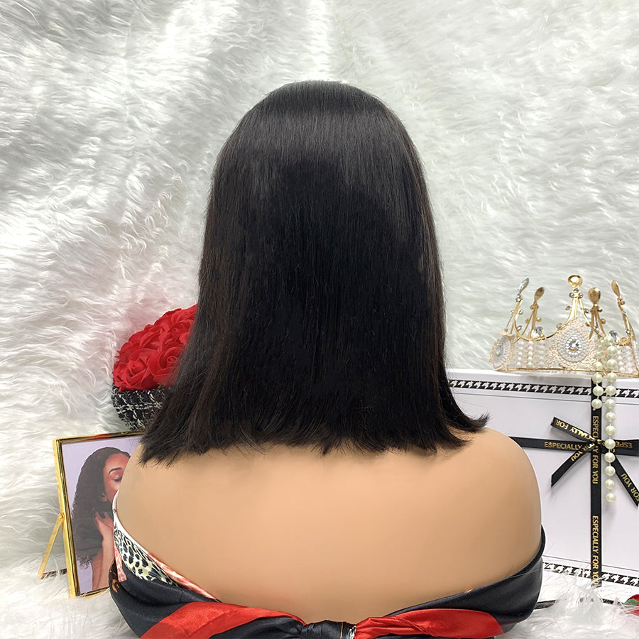 13x4 black Transparent Peruvian Hair Wig Virgin Colored Bob Lace Front Wig Hair