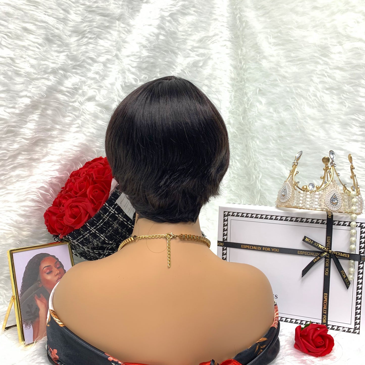 human hair full head set gradual change full mechanism human hair wig head cover