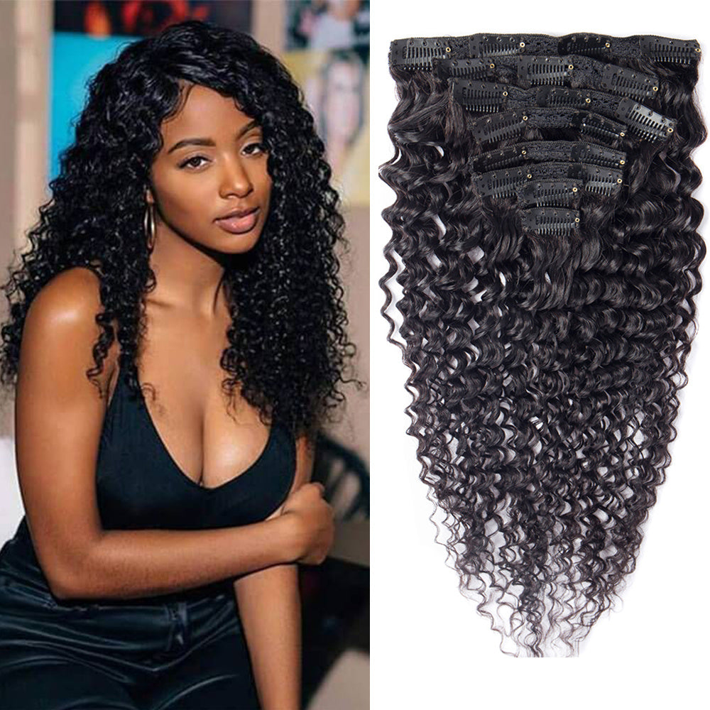 10A deep wave Clip In Vietnamese Hair Extensions Russian Hair Remy Hair