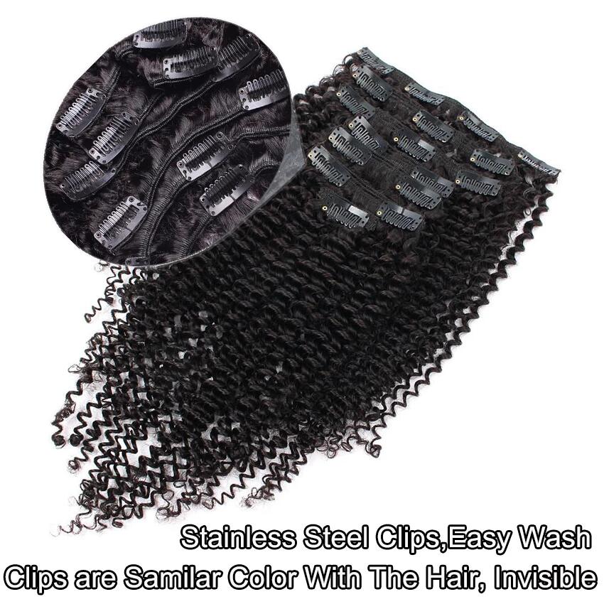 10A kinky cruly Clip In Vietnamese Hair Extensions Russian Hair Remy Hair
