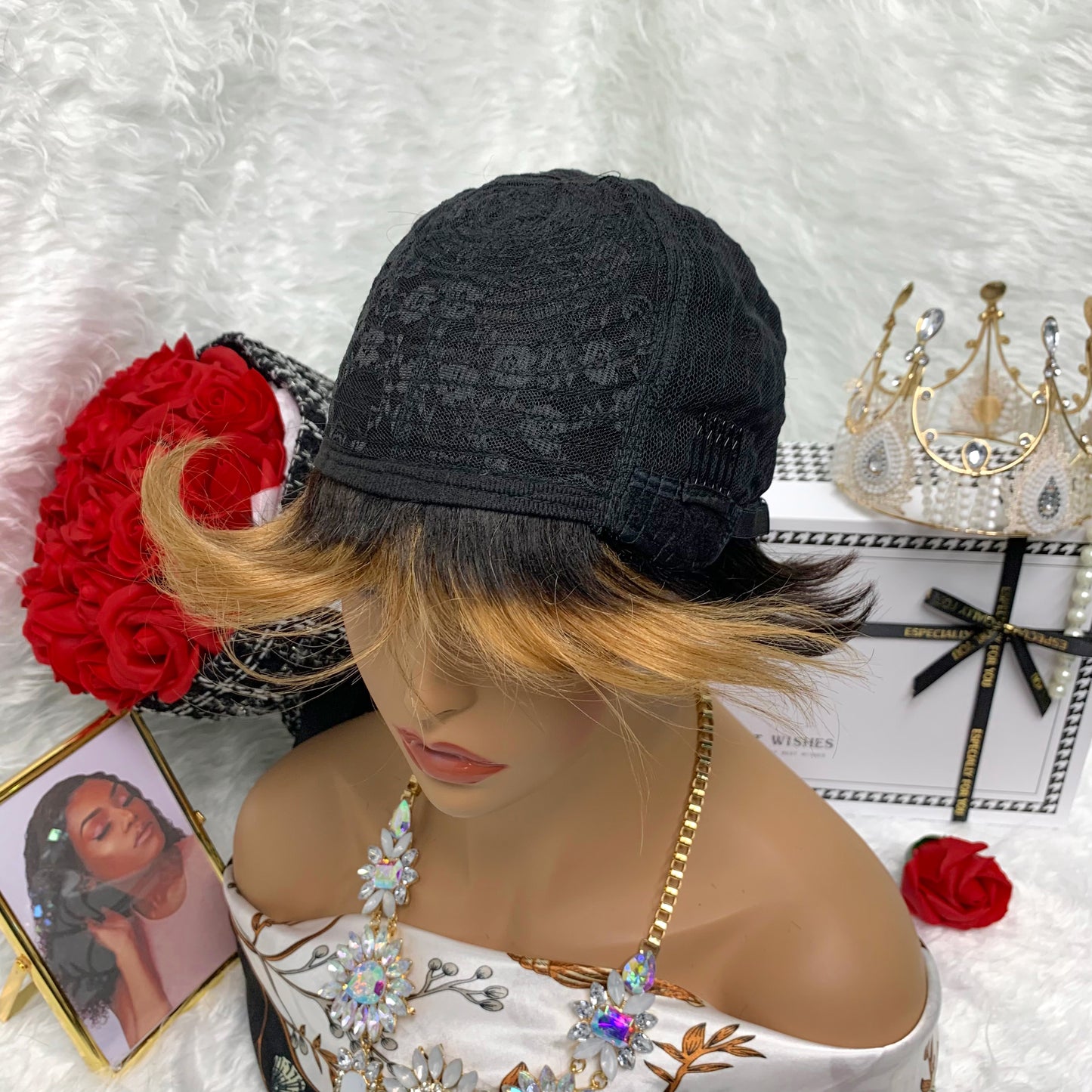 human hair full head set gradual change full mechanism human hair wig head cover