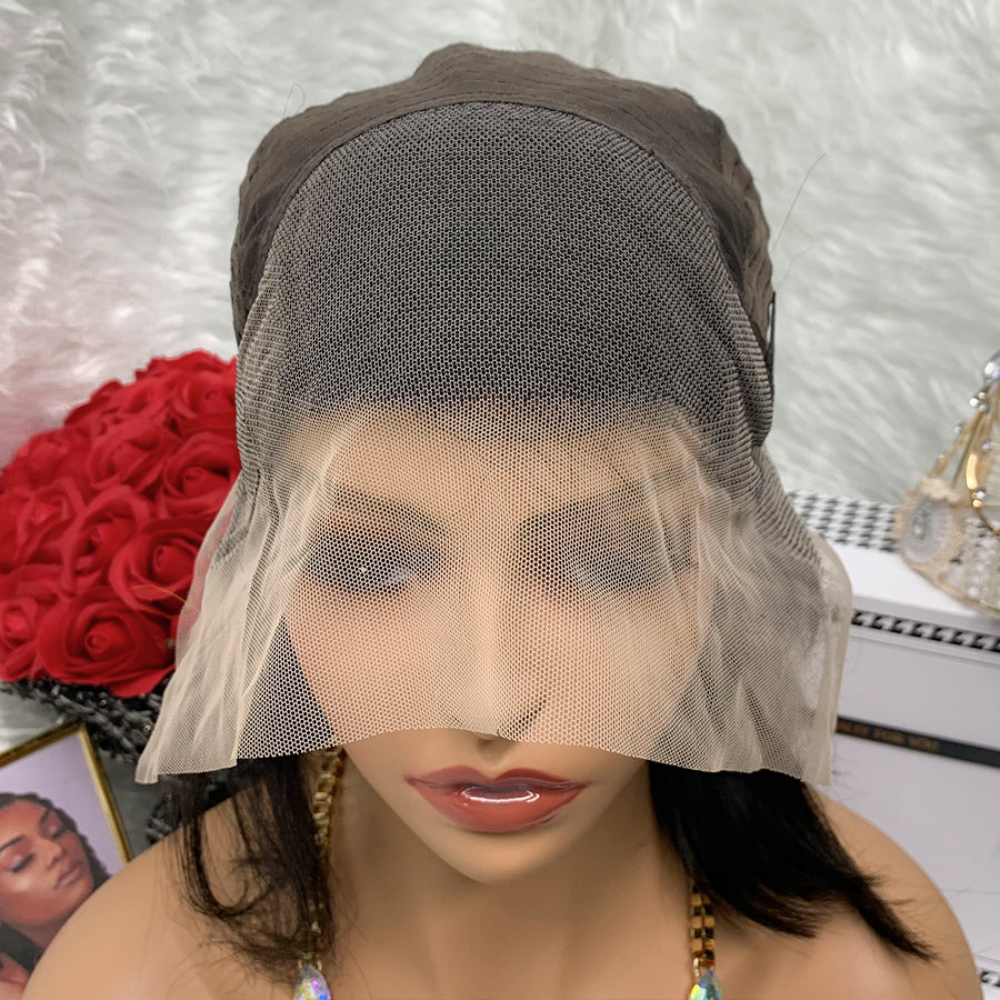 13x4 black Transparent Peruvian Hair Wig Virgin Colored Bob Lace Front Wig Hair
