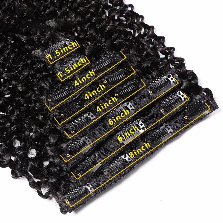 10A kinky cruly Clip In Vietnamese Hair Extensions Russian Hair Remy Hair