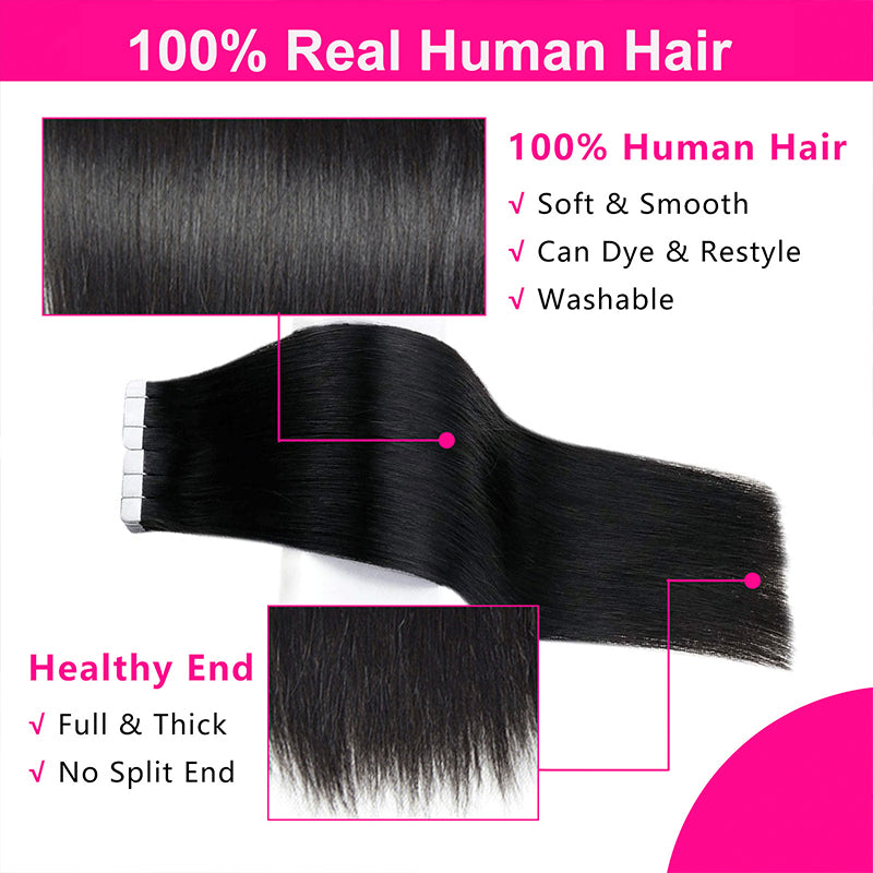 1 Bundle 12A Tape Hair Extensions 100% Human Hair Body Wave Unprocessed