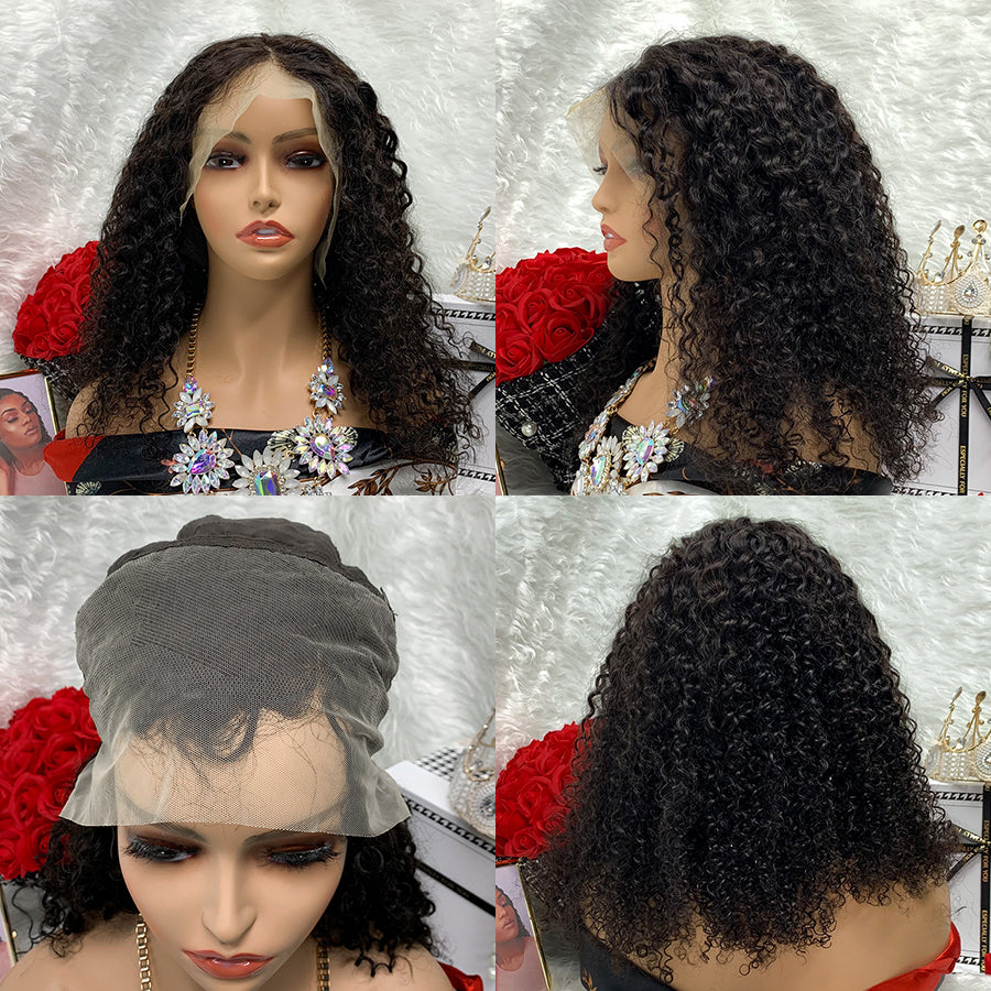 13*4 Jerry cruly Lace Frontal Wigs 100% Virgin Human Hair