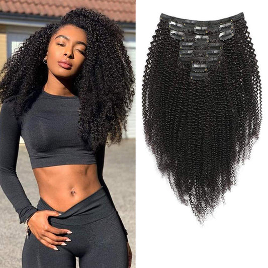 10A kinky cruly Clip In Vietnamese Hair Extensions Russian Hair Remy Hair