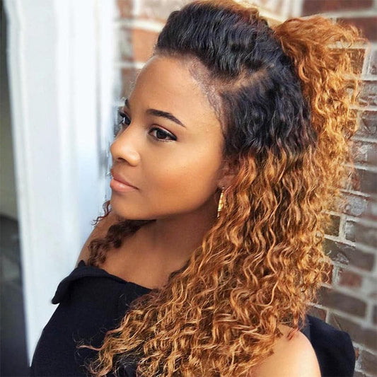 13*4 1B-30 kinky cruly Lace Front Wigs 100% Virgin Human Hair