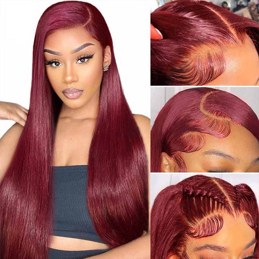 13*4 straight 99J Lace Front Wigs 100% Virgin Human Hair