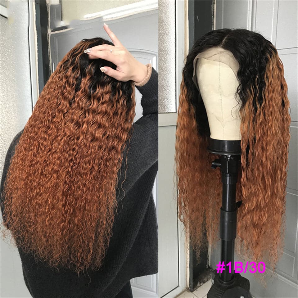13*4 1B-30 kinky cruly Lace Front Wigs 100% Virgin Human Hair