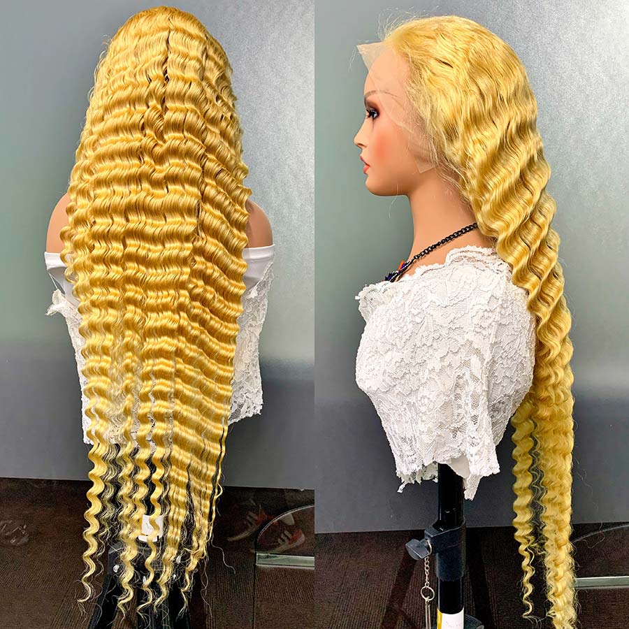 613# Color Blonde deep Lace Frontal wigs head cover