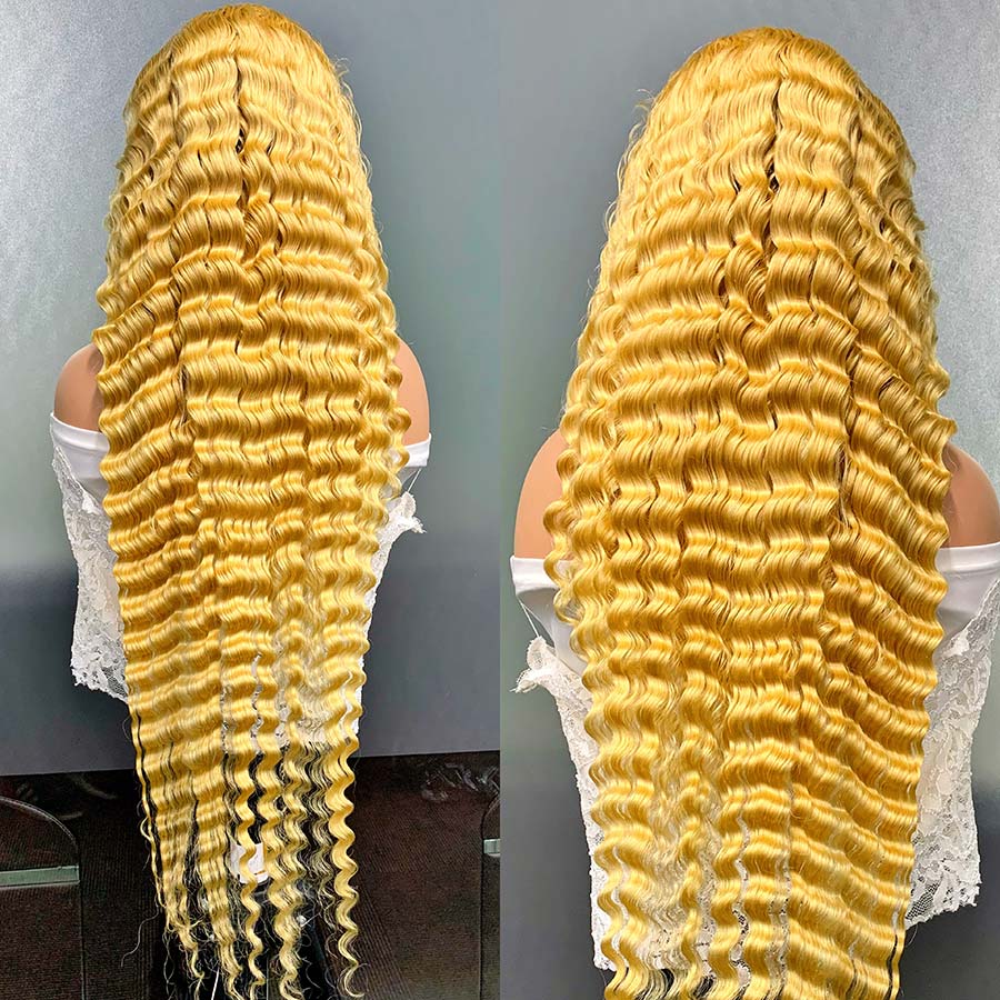 613# Color Blonde deep Lace Frontal wigs head cover