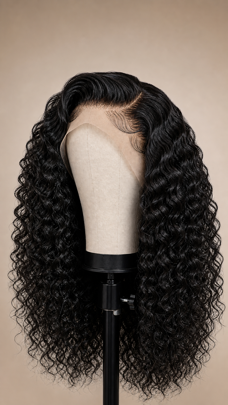 BONANZA Natural Black Curly 13x6 HD Lace Glueless Wig mannequin view