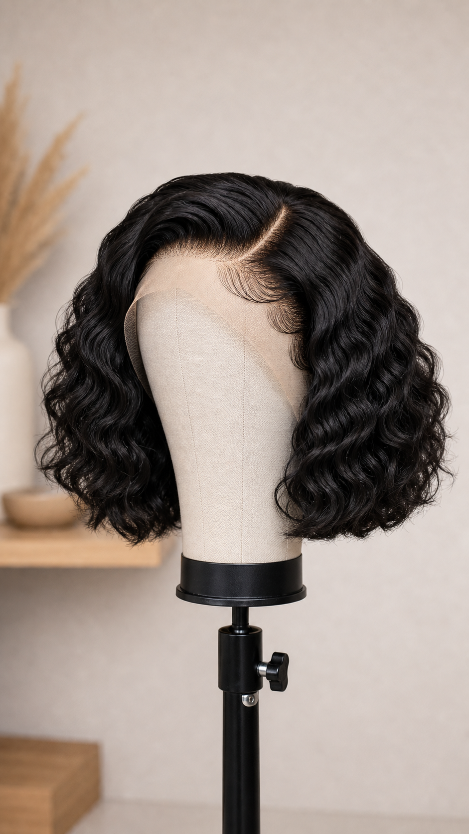BONANZA Natural Black Water Wave Bob 13x4 Lace Wig mannequin view