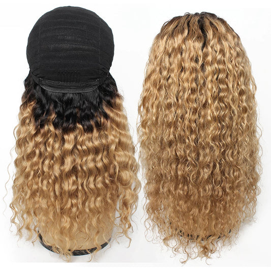 13x6 water wave 1B-27 Lace Frontal Wig 100% Human Hair Virgin Hair