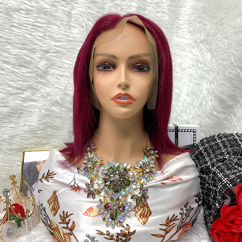 13*4 Raw Human Hair Wigs Women 99J Remy Straight Human Hair Wigs