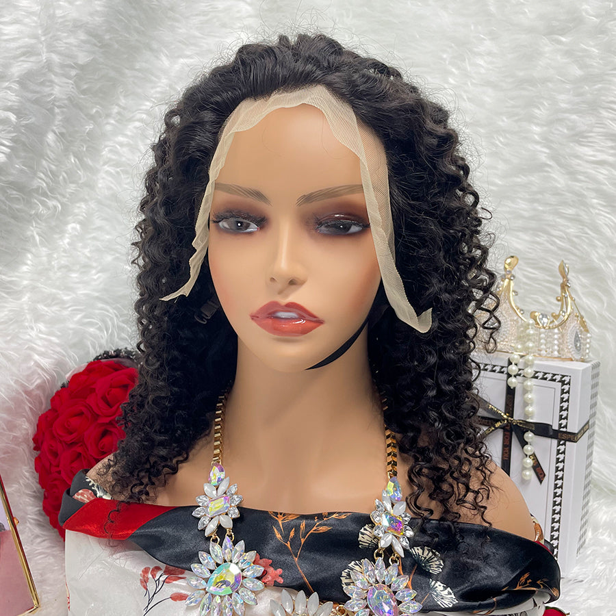Kinky Jerry Curl Full Lace Wig Water Body Wave Front Wig 13x6 With Transparent Lace