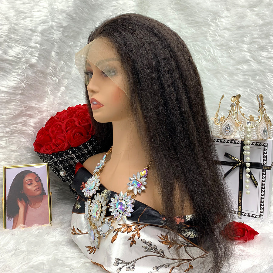 Kinky Jerry Curl Full Lace Wig Water Body Wave Front Wig 13x6 With Transparent Lace