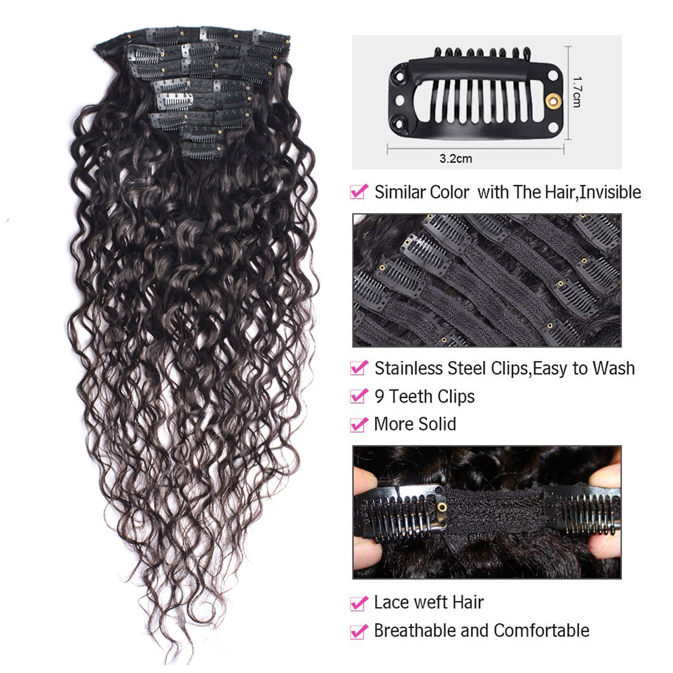 10A Clip In Vietnamese Hair Extensions Body Water Deep Wave Russian Hair Extensions Kinky Straight Curly
