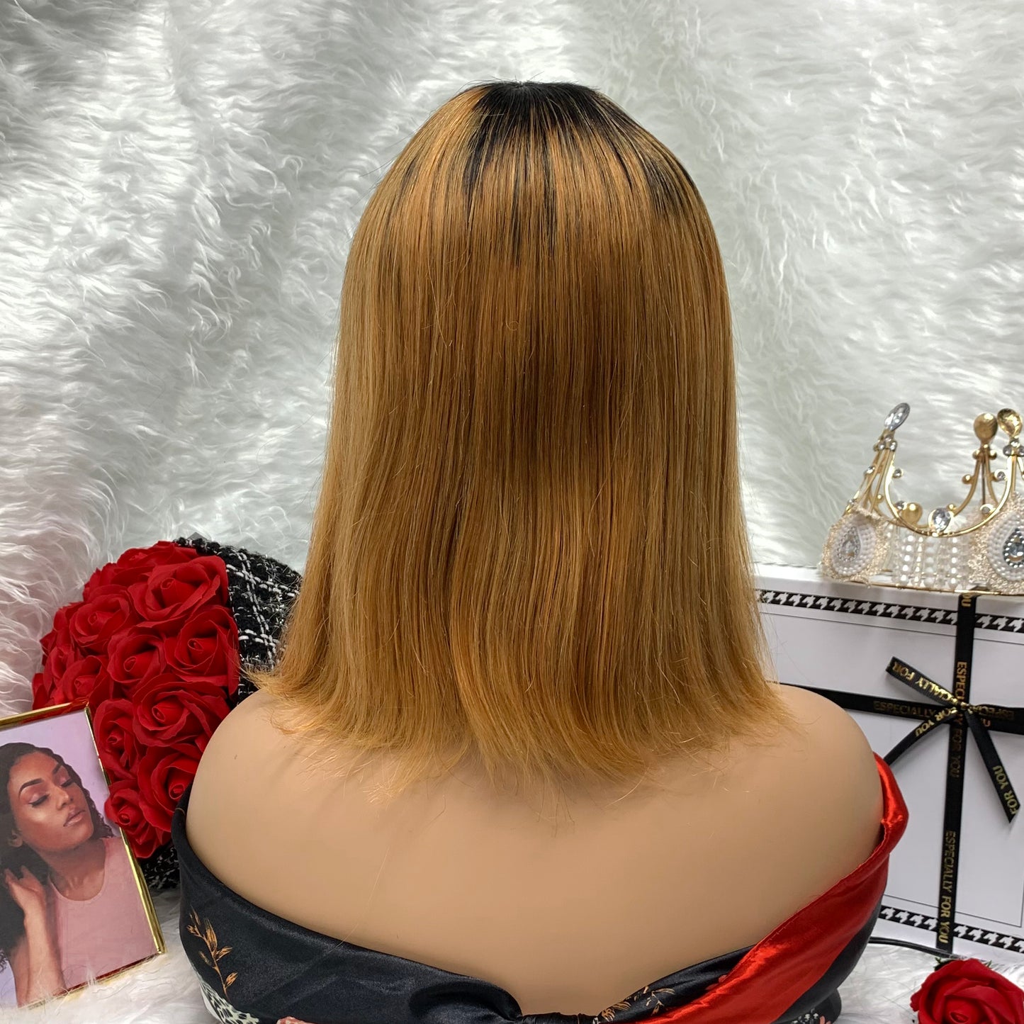 T1B/27 Machine Made Color Wigs Human No Lace Cuticle Aligned Hair Bob Wig