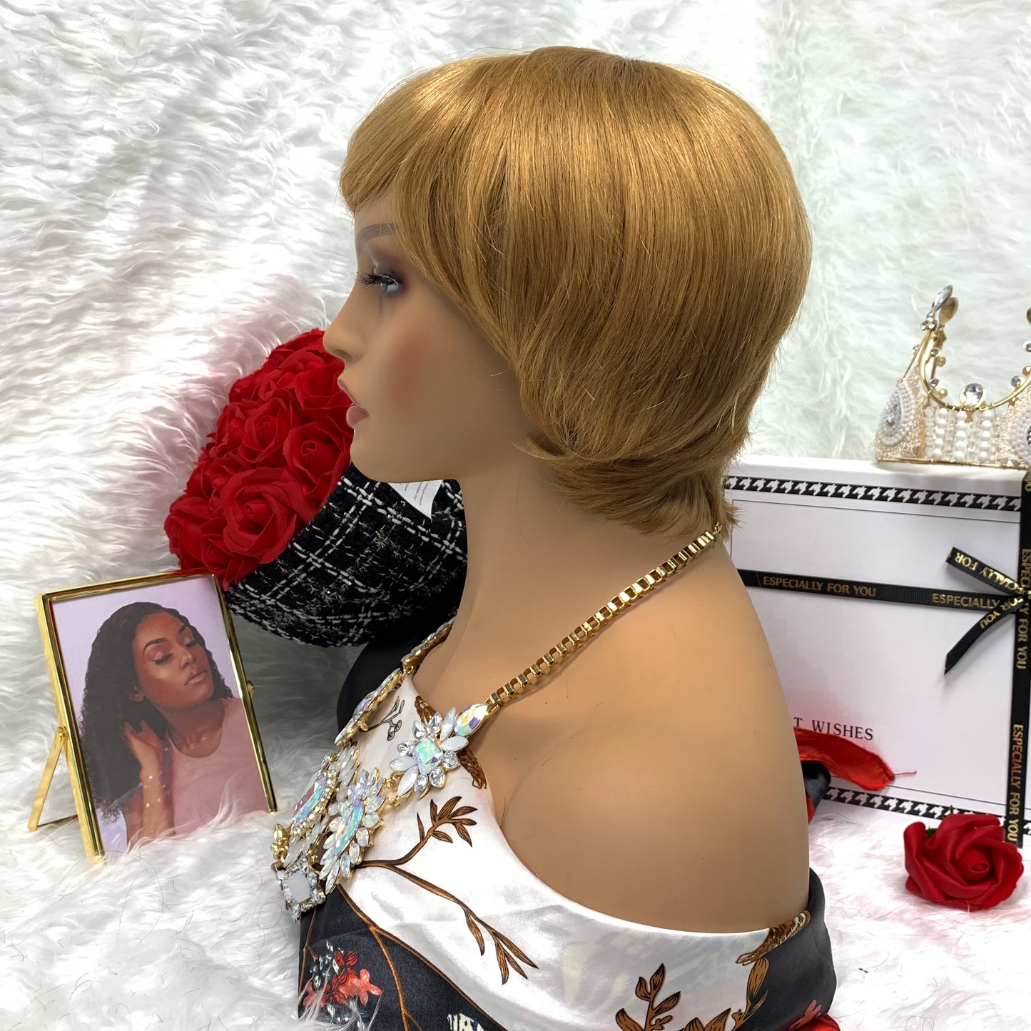 human hair full head set gradual change full mechanism human hair wig head cover