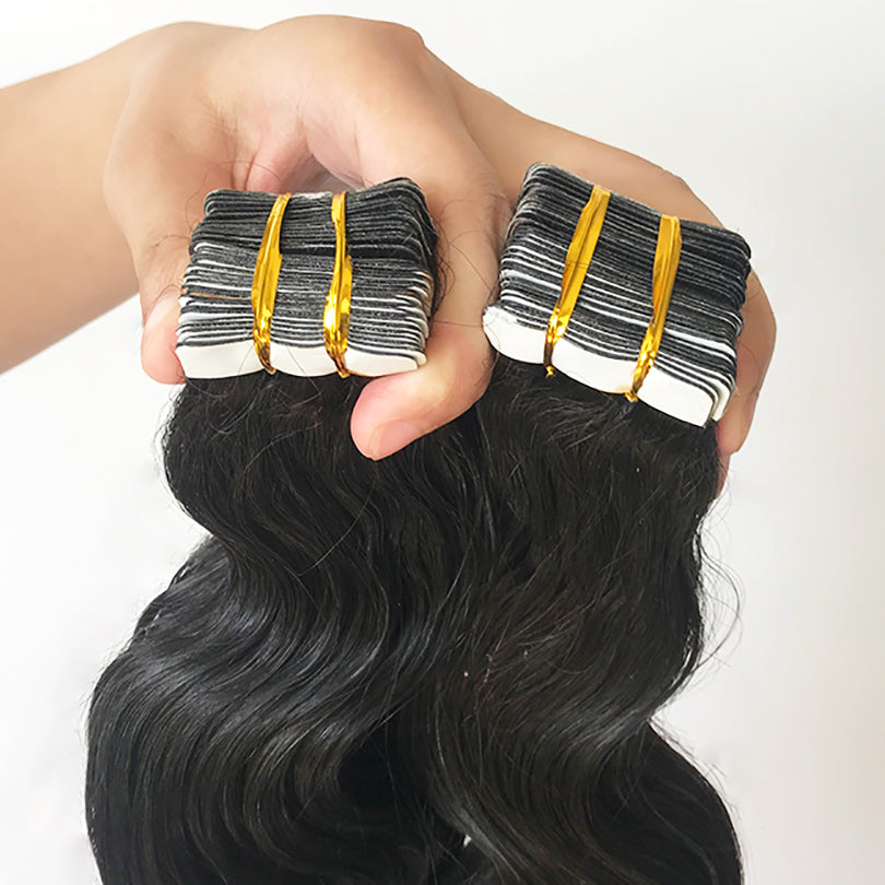 Cuticle Aligned Wholesale Brazilian Human Hair Extension Remy Hair Extensions Tape In Raw