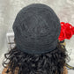 NATURE Machine Made No Lace Fringe Water Wave Curls Bob Wigs With Bangs