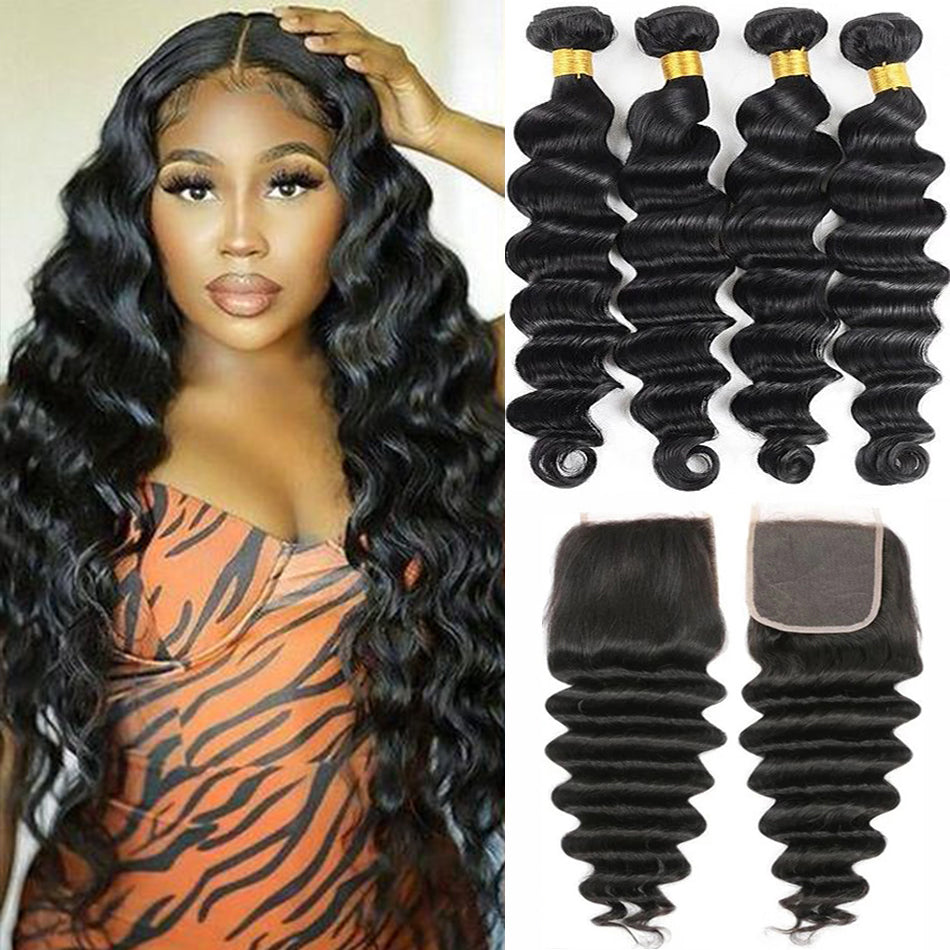 4*4 natrue loose deep Transparent Lace Closure