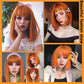 orange Machine Made Bob Wigs With Bangs head cover