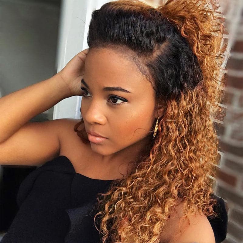 13*4  1B-30 kinky cruly Lace Front  Wigs 100% Virgin Human Hair