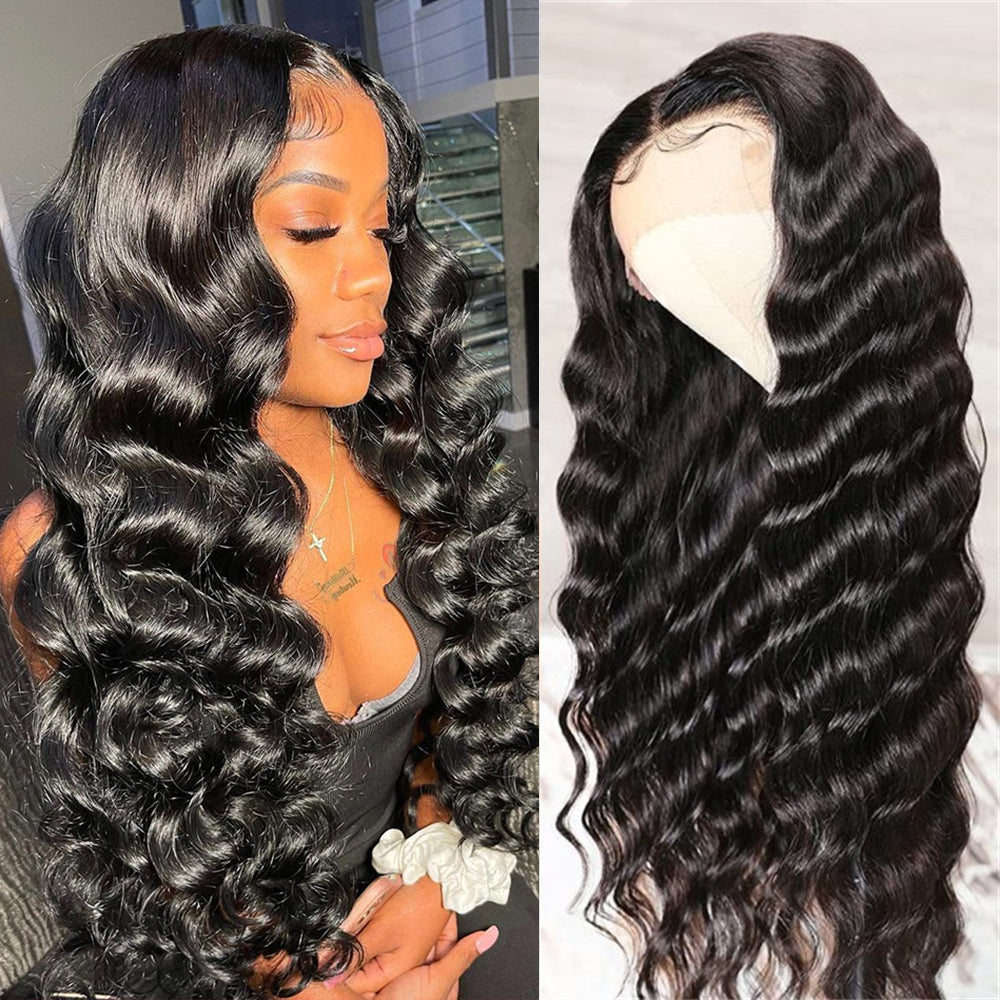 13*4  NATURE loose wave  Lace Front  Wigs 100% Virgin Human Hair