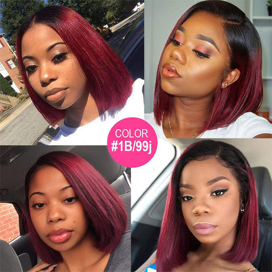 T1B/99J Bob Wigs 4x4 100% Virgin Wigs Human Hair Lace Front Wig