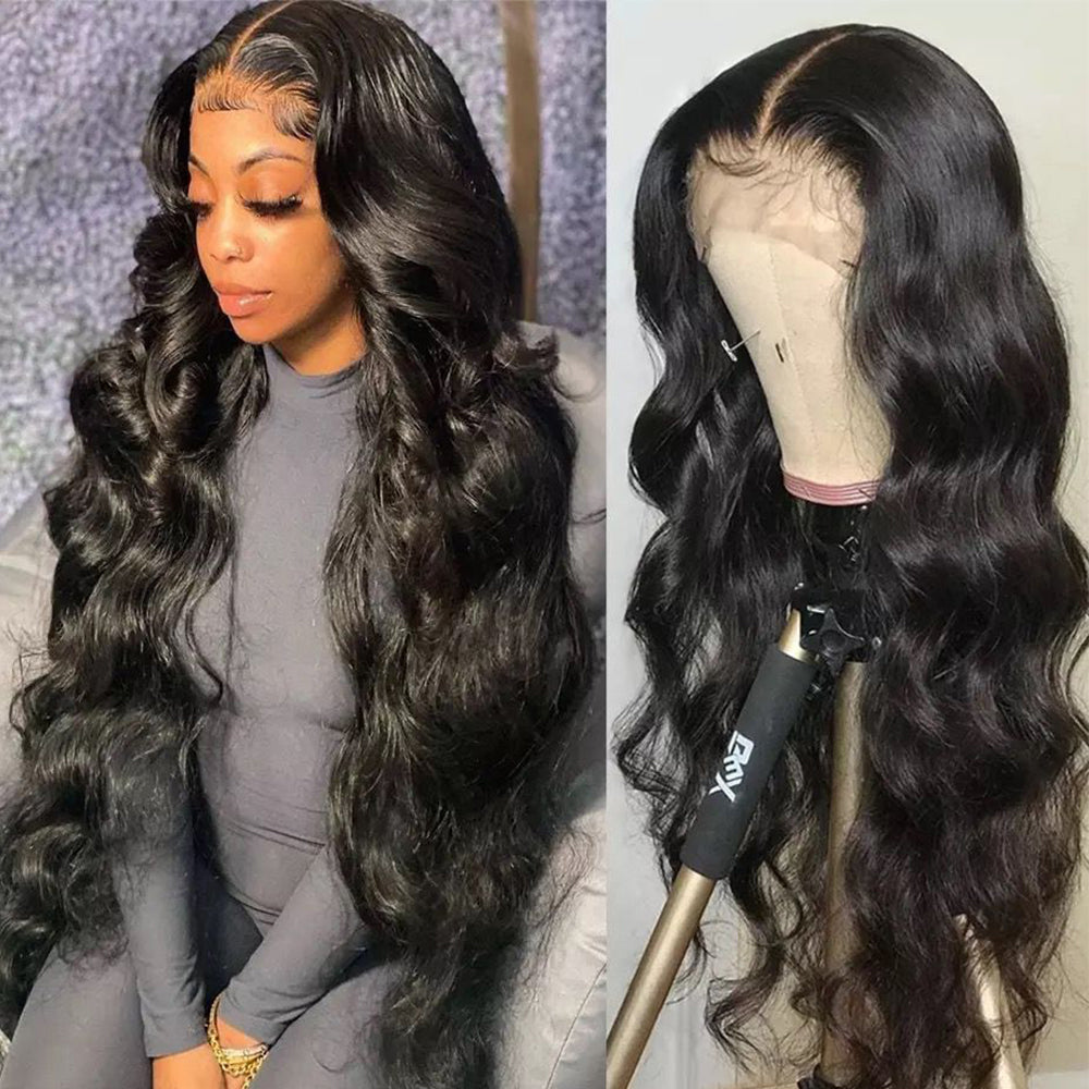 13x6 NATURE body wave Lace Frontal Wig 100% Human Hair Virgin Hair