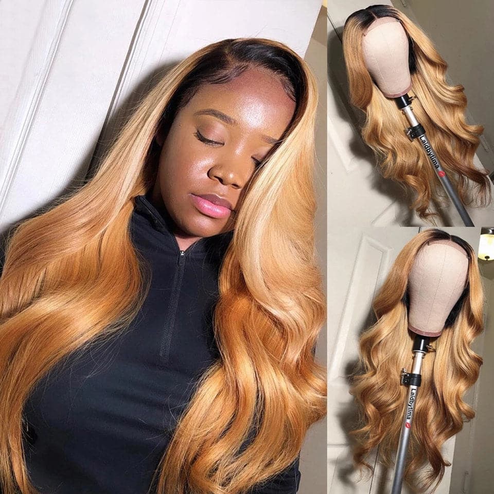 13*4  1B-27 body wave Lace Front  Wigs 100% Virgin Human Hair