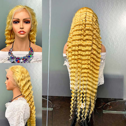 613# Color Blonde deep Lace Frontal wigs head cover