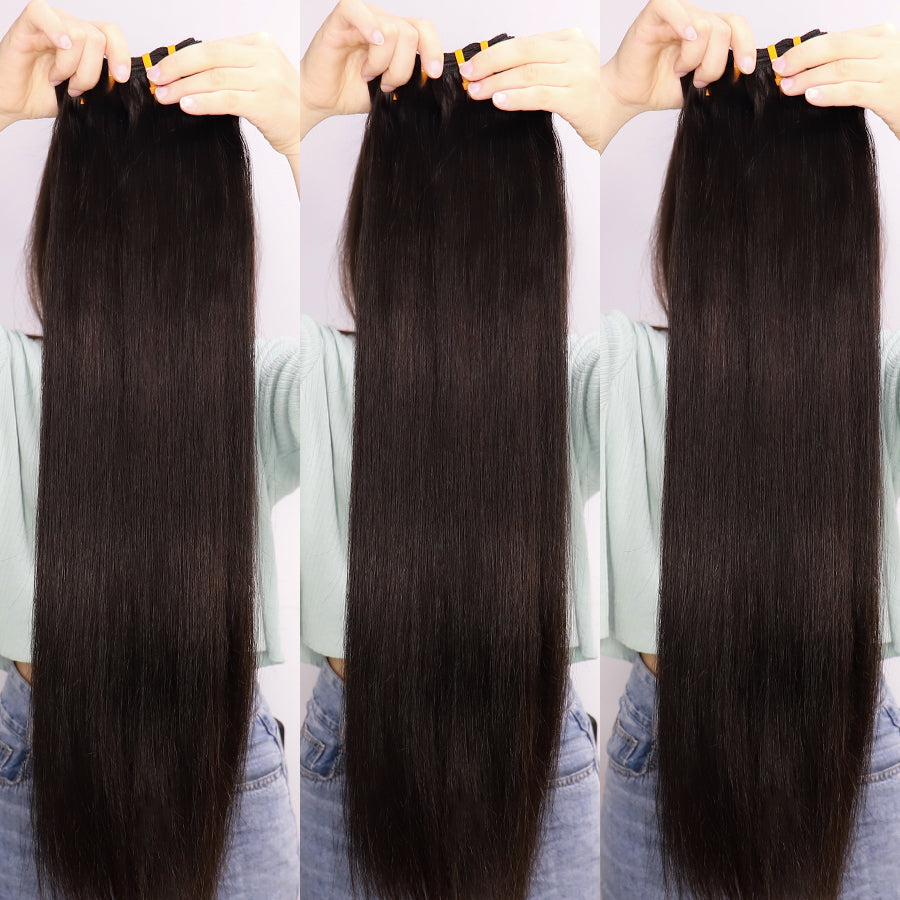 Double Drawn Virgin Hair Straight Bundles Bulk 12A Human Hair