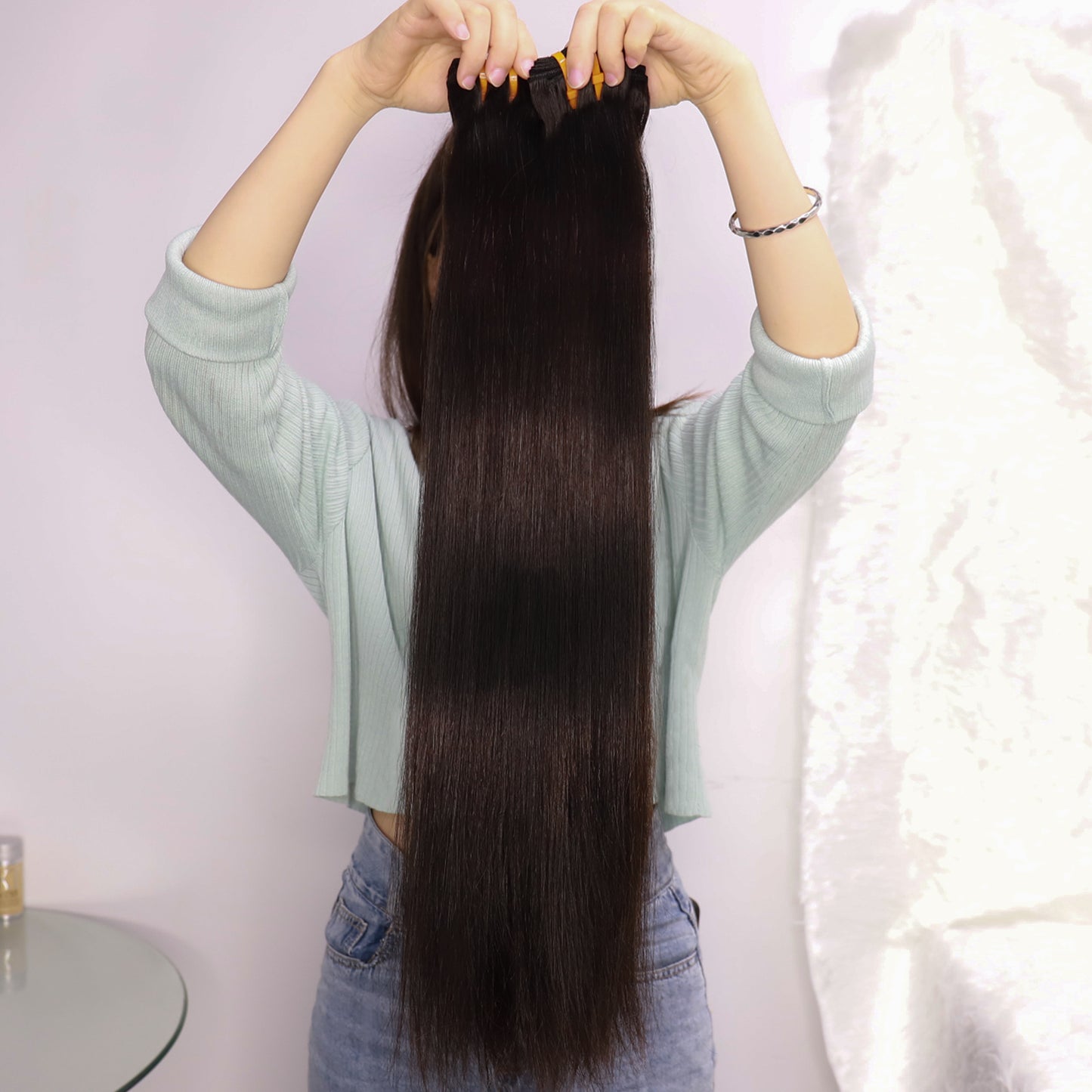 Double Drawn Virgin Hair Straight Bundles Bulk 12A Human Hair