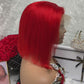 Bright red Side Part Minimalist Lace Bob Wig I Summer Vibe