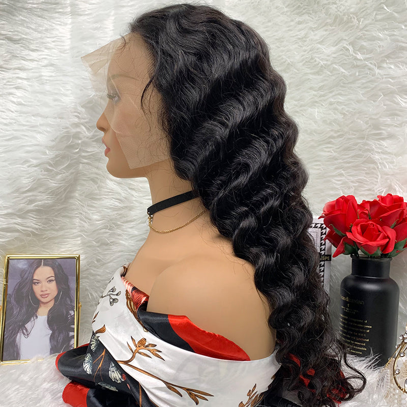 13*4  loose deep Lace Frontal Wigs 100% Virgin Human Hair